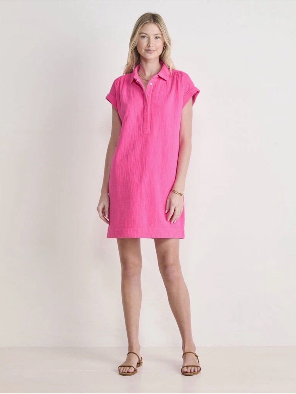 Vineyard Vines Pink Wave Gauze Margo Polo Shirt Dress NWT